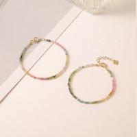 turmalina Pulsera, con Acero inoxidable 201, con 4cm extender cadena, Ajustable & Joyería & para mujer & facetas, multicolor, 2.50mm, Vendido por UD