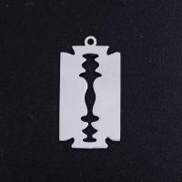 Titanium Steel Pendants Razor Blade Vacuum Ion Plating Unisex & hollow Sold By Bag