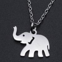 Titanium stål halskæde, Elephant, Unisex, flere farver til valg, 12x18mm, Længde Ca. 40 cm, 10pc'er/Bag, Solgt af Bag