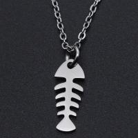 Titanium Steel Necklace Fish Bone Vacuum Ion Plating Unisex Length Approx 40 cm Sold By Bag