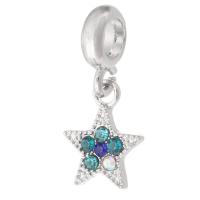 Sinc Alloy Rhinestone Pendants, Star, dath airgid plated, DIY & le rhinestone, airgid, nicil, luaidhe & caidmiam saor in aisce, 25x12x2mm, Poll:Thart 5mm, Díolta De réir PC