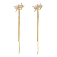 Fashion Fringe Oorbellen, Zinc Alloy, Acht Point Star, gold plated, mode sieraden & voor vrouw & met strass, gouden, nikkel, lood en cadmium vrij, 10x14mm, Verkocht door pair