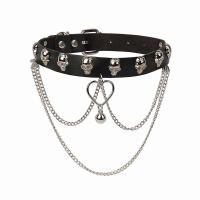 PU Halsketting, met Zinc Alloy, silver plated, punk stijl & voor vrouw, zwart, 420x19mm, Verkocht door PC