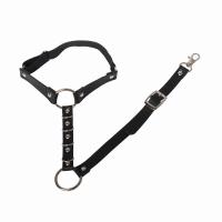 Couro do plutônio leg Garter, with liga de zinco, cromado de cor prateada, Ajustável & estilo punk & para mulher, preto, comprimento 40-48 cm, vendido por PC