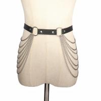 Trendy riemen, PU, met Aluminium, silver plated, mode sieraden & punk stijl, zwart, Lengte 110 cm, Verkocht door PC