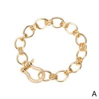 Bracelet cubique en laiton zircon pavent, Placage, styles différents pour le choix & pavé de micro zircon & pour femme, plus de couleurs à choisir, 160mm, Vendu par PC