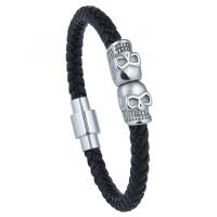 PU cavo bracciali, PU microfibra, with 316L acciaio inox, placcato, Bracciale intrecciato & per l'uomo, nessuno, 205mm, Venduto da PC