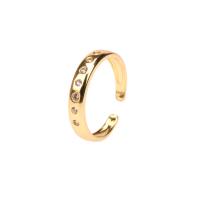 Messing Manchet Finger Ring, gold plated, Verstelbare & micro pave zirconia & voor vrouw, meer kleuren voor de keuze, Verkocht door PC