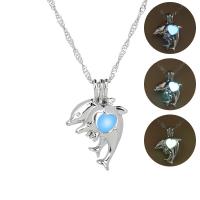 Parfym Locket Necklace, Zink Alloy, med Natt-ljus + sten, Dolphin, platina pläterad, för kvinna & luminated, fler färger för val, nickel, bly och kadmium gratis, 18x26mm, Längd Ca 17.7 inch, Säljs av PC