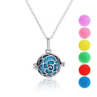 Perfume Locket Necklace Zinc Alloy Rose platinum color plated for woman & hollow nickel lead & cadmium free Length Approx 23.6 Inch Sold By PC