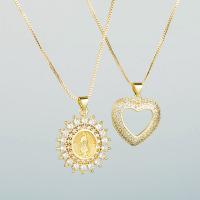 Kubieke Zirkoon Micro Pave Brass Ketting, Messing, met 1.96 inch extender keten, gold plated, verschillende stijlen voor de keuze & micro pave zirconia & voor vrouw & hol, Lengte Ca 17.71 inch, Verkocht door PC