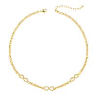 Kubieke Zirkoon Micro Pave Brass Ketting, Messing, met 2.08 inch extender keten, gold plated, micro pave zirconia & voor vrouw, Lengte Ca 15.15 inch, Verkocht door PC