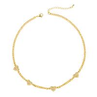 Collier en laiton cubique Zircon Micro Pave, avec 1.96 inch chaînes de rallonge, Placage de couleur d'or, pavé de micro zircon & pour femme, Longueur Environ 16.14 pouce, Vendu par PC