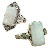 Zinc Alloy fingerring, med opal, antik sølv farve forgyldt, mode smykker & forskellig størrelse for valg & forskellige stilarter for valg & for kvinde, nikkel, bly & cadmium fri, Solgt af PC