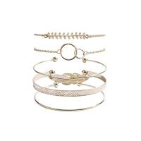 Sinc Alloy Bracelet Socraigh, le 1.97inch slabhra extender, dath an óir plated, 5 phíosa & jewelry faisin & do bhean, nicil, luaidhe & caidmiam saor in aisce, Fad Thart 7.09 Inse, Díolta De réir Socraigh