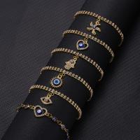 Zinc Alloy Armband, met 2.36inch extender keten, gold plated, mode sieraden & verschillende stijlen voor de keuze & voor vrouw & met strass, nikkel, lood en cadmium vrij, Lengte Ca 6.3 inch, Verkocht door Stel