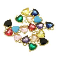 Cubique Pendentif en laiton zircon pavent, coeur, Placage de couleur d'or, bijoux de mode & pavé de micro zircon & pour femme, plus de couleurs à choisir, 6x9x3.50mm, Trou:Environ 1mm, 30PC/lot, Vendu par lot