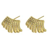 Cubic Zirconia Micro Pave Brass Earring gold color plated fashion jewelry & micro pave cubic zirconia & for woman golden Sold By Lot