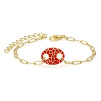 laiton bracelet, avec 1.97 chaînes de rallonge, Placage de couleur d'or, pour femme & émail, plus de couleurs à choisir, protéger l'environnement, sans nickel, plomb et cadmium, Longueur 6.7 pouce, Vendu par PC