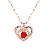 Collier en laiton cubique Zircon Micro Pave, avec 1.97 chaînes de rallonge, coeur, Plaqué de couleur d'or rose, pavé de micro zircon & pour femme & émail, plus de couleurs à choisir, protéger l'environnement, sans nickel, plomb et cadmium, 25mm, Longueur 5.75 pouce, Vendu par PC