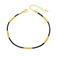 Cruach dhosmálta Anklet, Cruach Tíotáiniam, le Corda terylene, le 5cm slabhra extender, Inchoigeartaithe & jewelry faisin & unisex, dathanna measctha, 3mm, Fad Thart 20 cm, Díolta De réir PC