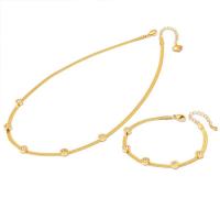 Collier d'acier titane, avec 5cm chaînes de rallonge, Rond, Réglable & bijoux de mode & styles différents pour le choix & pavé de micro zircon & pour femme, doré, 6mm, Longueur Environ 41 cm, Vendu par PC