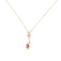 Micro zirconi Pave ottone Jewelry Set, orecchino & Collana, placcato color oro, stili diversi per la scelta & Micro spianare cubic zirconia & per la donna, rosa, Venduto da PC