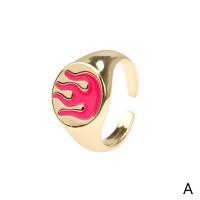 Brass Cuff Finger Ring gold color plated Adjustable & for woman & enamel Sold By PC