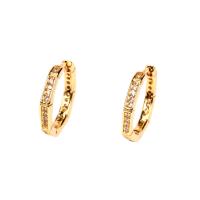 Brass Huggie Hoop Earring gold color plated micro pave cubic zirconia & for woman Sold By Pair