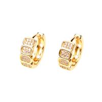 Messing Huggie Hoop Earring, gold plated, micro pave zirconia & voor vrouw, 6x14mm, Verkocht door pair