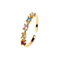 Messing Manchet Finger Ring, gold plated, Verstelbare & micro pave zirconia & voor vrouw, multi-gekleurde, Verkocht door PC