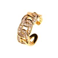 Messing Manchet Finger Ring, gold plated, Verstelbare & micro pave zirconia & voor vrouw, Verkocht door PC