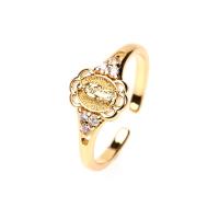 metal Anillo de dedo Cuff, chapado en color dorado, Ajustable & micro arcilla de zirconia cúbica & para mujer, Vendido por UD