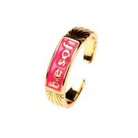 Brass Cuff Finger Ring gold color plated Adjustable & for woman & enamel Sold By PC