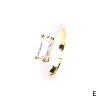 Brass Cuff Finger Ring gold color plated Adjustable & micro pave cubic zirconia & for woman & enamel Sold By PC