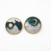 Glazuur broche, Zinc Alloy, met Plastic Pearl, Ronde, plated, verschillende stijlen voor de keuze & voor vrouw, nikkel, lood en cadmium vrij, 30mm, 10pC's/Lot, Verkocht door Lot