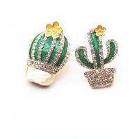 Glazuur broche, Zinc Alloy, Opuntia Stricta, gold plated, uniseks & verschillende stijlen voor de keuze & met strass, nikkel, lood en cadmium vrij, 30-60mm, 10pC's/Lot, Verkocht door Lot