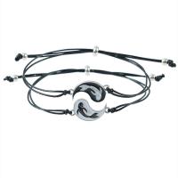 Mode créer Bracelets cordon de cire, alliage de zinc, avec corde de cire, Placage de couleur platine, 2 pièces & unisexe & émail, plus de couleurs à choisir, Longueur 7-11.8 pouce, Vendu par fixé