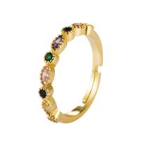 Cúbicos Circonia Micro Pave anillo de latón, metal, chapado en color dorado, Ajustable & micro arcilla de zirconia cúbica & para mujer, multicolor, 20mm, Vendido por UD