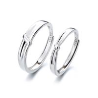 Couple Finger Rings 925 Sterling Silver platinum color plated Adjustable & open Sold By PC