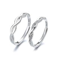 Couple Finger Rings 925 Sterling Silver platinum color plated Adjustable & open Sold By PC