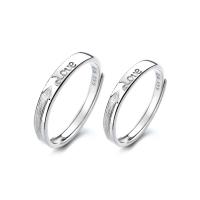 Couple Finger Rings 925 Sterling Silver platinum color plated Adjustable & open Sold By PC