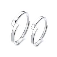 Δαχτυλίδια ζευγάρι Finger, 925 Sterling Silver, χρώμα επιπλατινωμένα, Ρυθμιζόμενο & ανοιχτό & διαφορετικά στυλ για την επιλογή, Sold Με PC