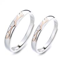 Δαχτυλίδια ζευγάρι Finger, 925 Sterling Silver, επιχρυσωμένο, Ρυθμιζόμενο & ανοιχτό & διαφορετικά στυλ για την επιλογή, Sold Με PC