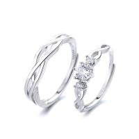 Couple Finger Rings 925 Sterling Silver platinum color plated Adjustable & open Sold By PC