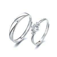 Couple Finger Rings 925 Sterling Silver platinum color plated Adjustable & open Sold By PC