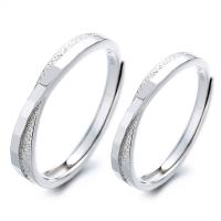 Couple Finger Rings 925 Sterling Silver platinum color plated Adjustable & open Sold By PC