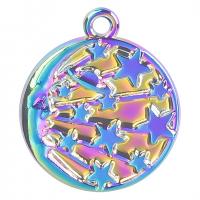 Zinc Alloy Pendants Flat Round colorful plated Unisex nickel lead & cadmium free Length Approx 50 cm Sold By PC