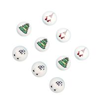 Schima Superba Beads Round printing Christmas Design & DIY nickel lead & cadmium free 16mm Sold By PC