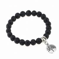 Lava Armband, mit Zinklegierung, silberfarben plattiert, unisex & verschiedene Stile für Wahl, schwarz, 8mm, Länge 7.5 ZollInch, verkauft von PC